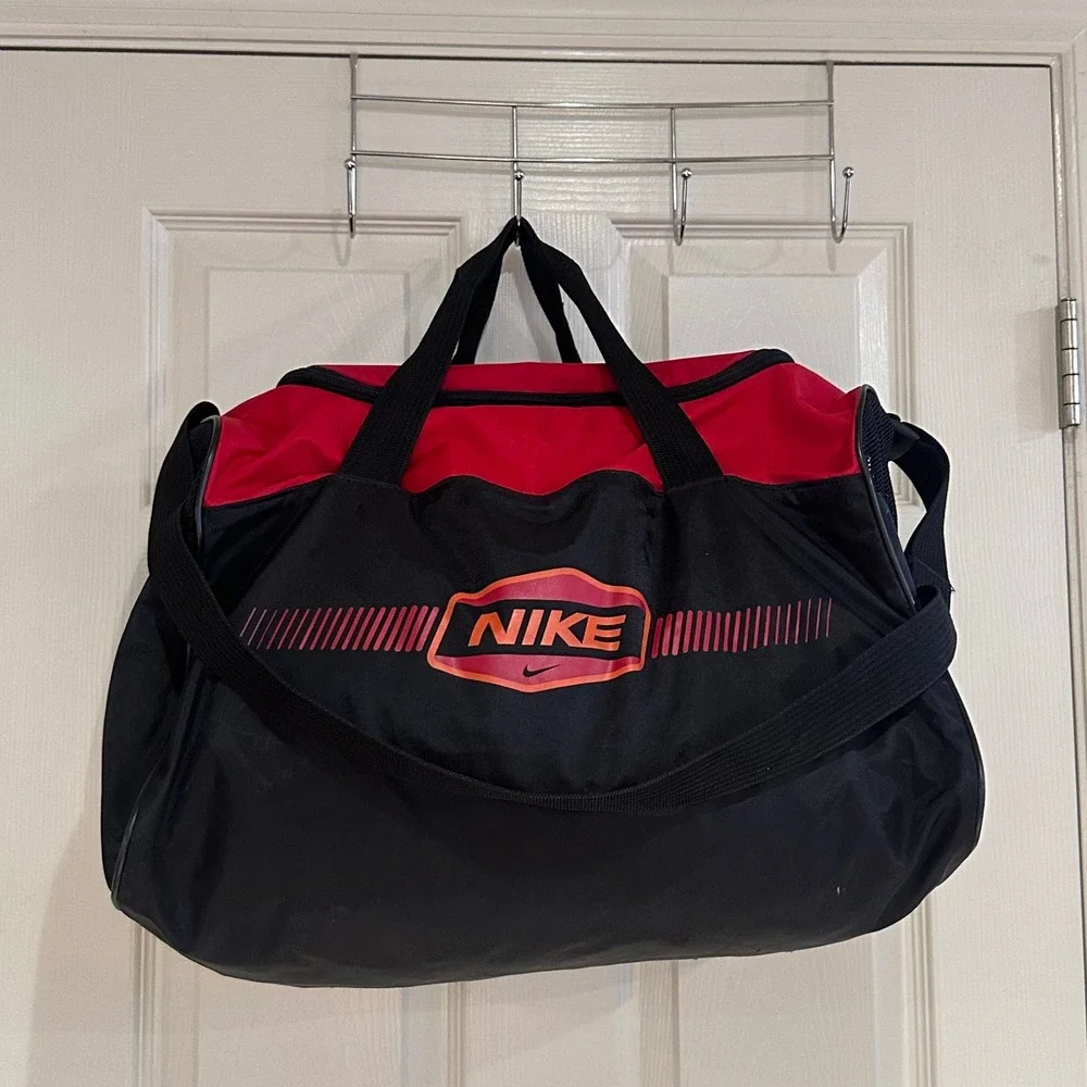 Nike Duffel Bag Black Red Gym Training Sport Travel Weekend Bag 18 inch